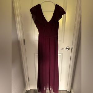 Ruffle long burgundy dress size M